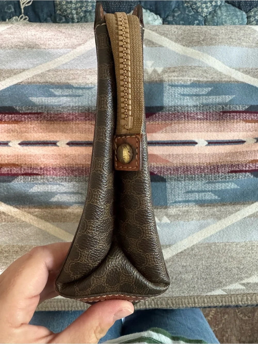 Celine Macadam Canvas Leather Triomphe Logo Print Clutch Pouch Vintage - Picture 4 of 11